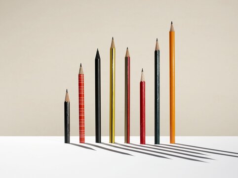 Pencils arranged as a bar chart for progress and comparison