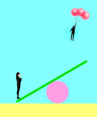 Conceptual illustration of relationship separation and divorce