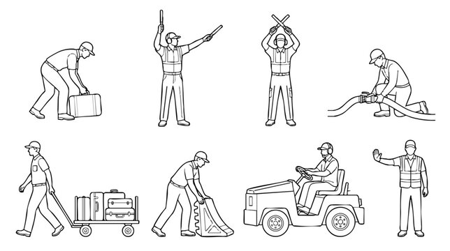 Airport Ground Crew Architectural Scale Figures AutoCAD Vector Collection