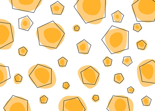 Abstract seamless geometric pattern with orange pentagon