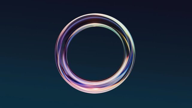 An abstract glass ring smoothly morphing its shape