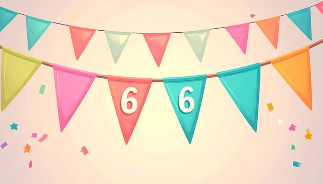 Festive Flag Garland with Number 66 for Birthday and Anniversary Party