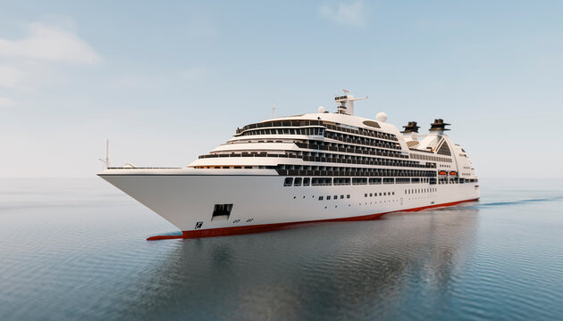 Large luxury cruise ship navigating on tranquil sea