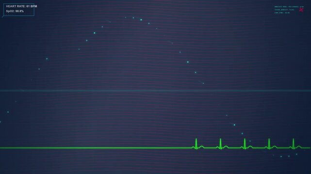 Animated cellular network on myocardium, dynamic 2K video