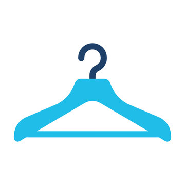 Blue and dark blue clothes hanger with hook isolated on a plain white background