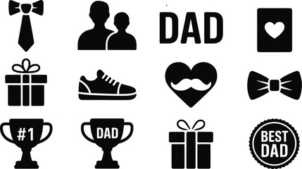 Father's Day Icon vector illustration featuring gifts awards dad symbols celebration greeting family appreciation holiday and festive design elements © Rashed