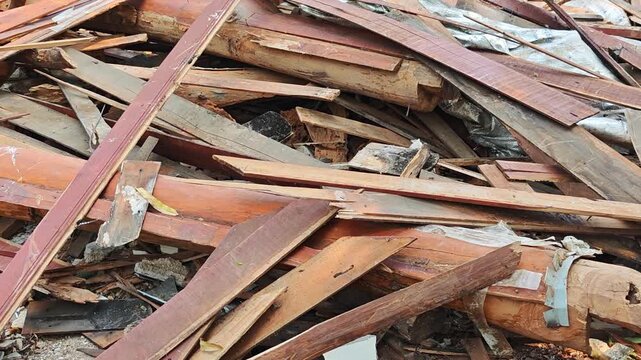 piles of wood debris from construction work