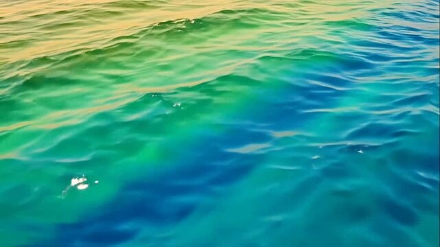 Vibrant ocean waves display a gradient of blue and green colors