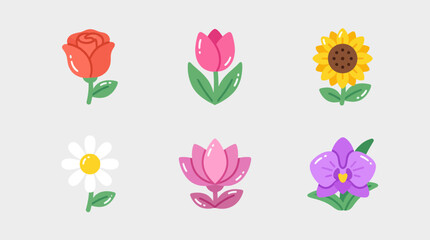 Naklejka premium Assorted floral icons and illustrations