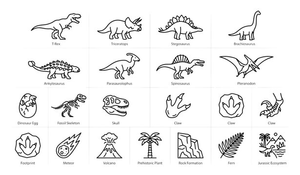 Modern Dinosaur Monoline Icon Pack