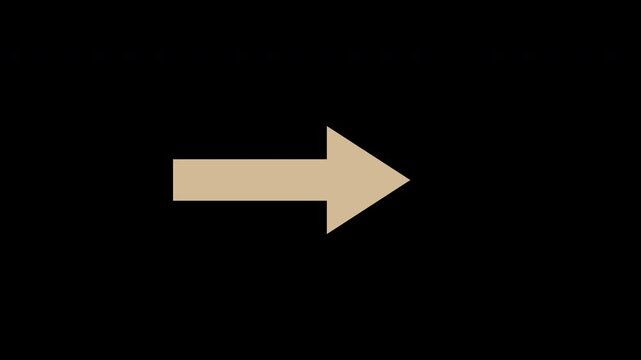 Beige arrow pointer bouncing to the right, transparent background seamless loop animation