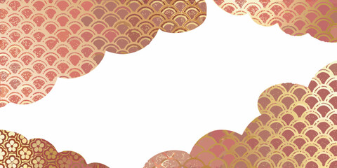 Peach toned cloud shapes with scale pattern vector illustration © Raben