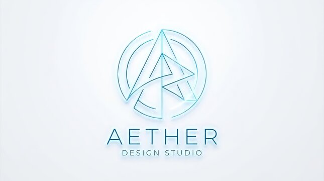 Aether design studio modern minimalist logo concept using geometric circular line craft.