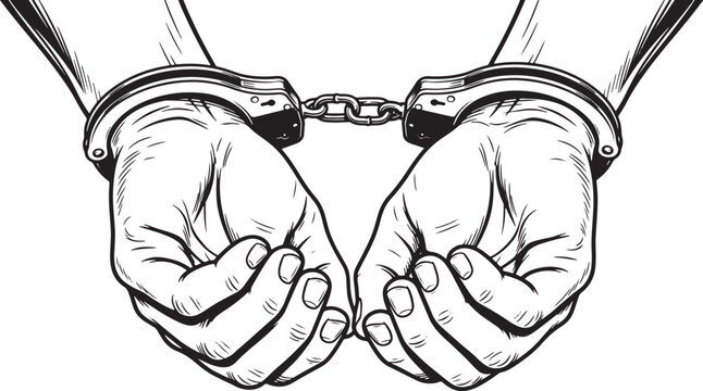 Human hands in handcuffs representing arrest and law enforcement