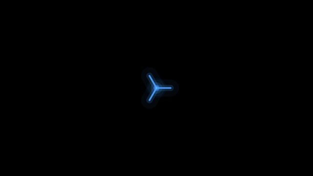 Blue tri-axis spinning crosshair lock sequence animation with transparent background