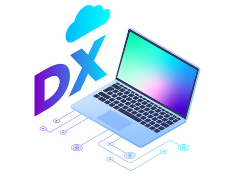 ノートパソコンとDXのイメージ