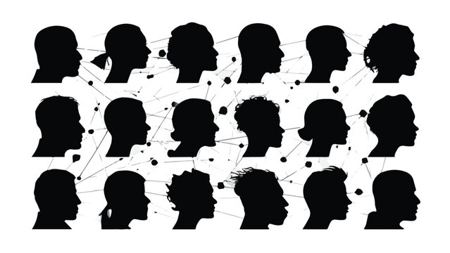 black and white abstract silhouettes of dancing figures with dynamic movement and geometric shapes for creative and artistic use