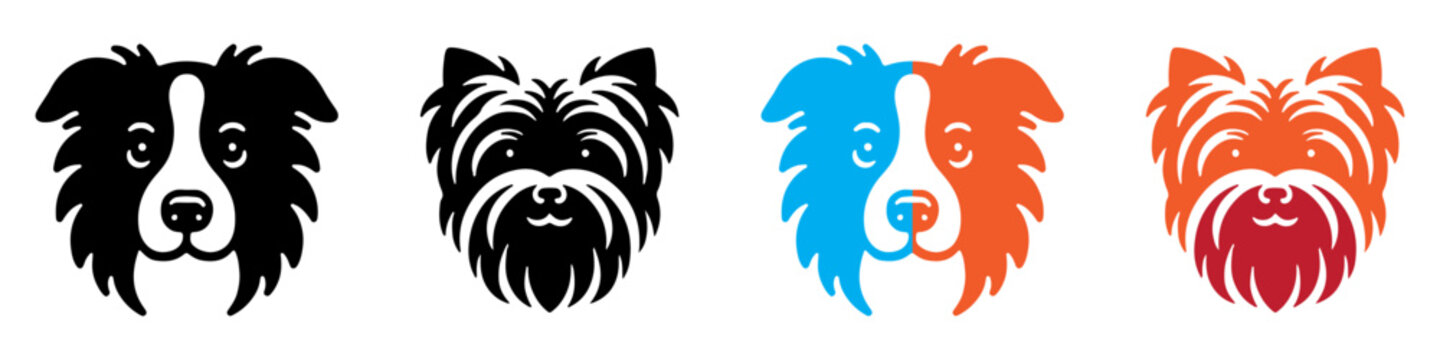 Dog head icon, logo, symbol, clipart vector illustration. PNG. Editable stroke. Dog Face Vector Icon Set.