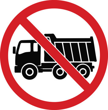 No dump truck sign a flat vector icon illustrating traffic regulation and safety warnings isolated on a white background