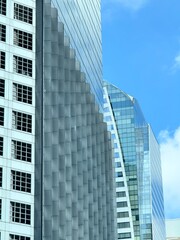 Fototapeta premium Urban Business District View With Parking Structure And Glass Towers