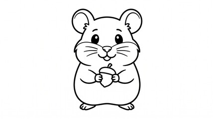 Fototapeta premium Cute Cartoon Hamster Outline Vector Illustration for Kids Coloring Book