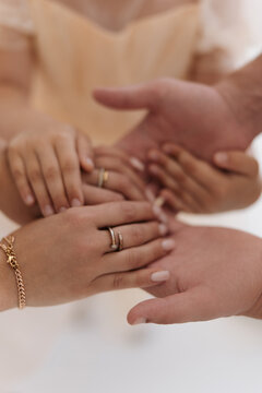 Family hands joining together in unity