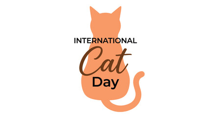 Obraz premium Minimalist graphic design celebrating International Cat Day with a stylized orange feline silhouette.