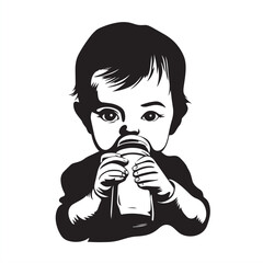 Obraz premium baby with a glass of milk