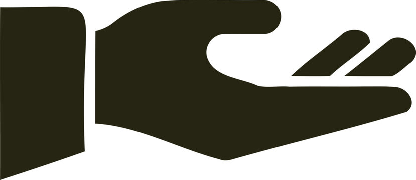 Hand giving gesture with three quotes or speech bubbles coming out  simple icon