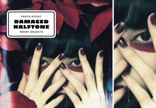 Damaged Halftone Photo Effect For Poster And Print Design