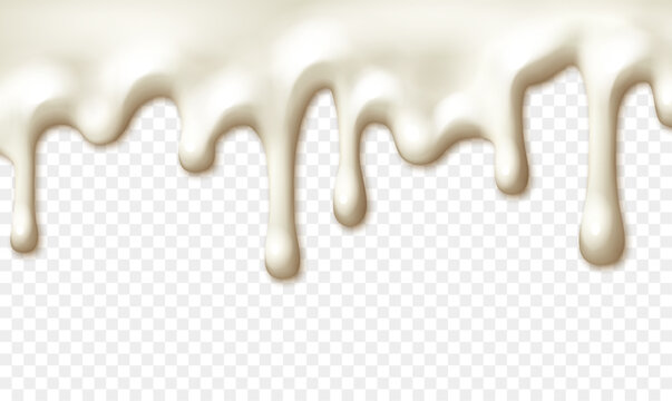 Dripping creamy liquid on transparent background
