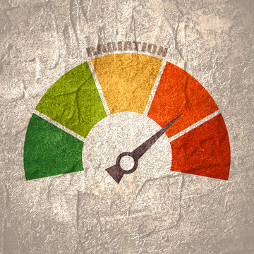 Radiometer verification of radiation contamination. Design element. Sensor with scale. Measurement of radiation levels.