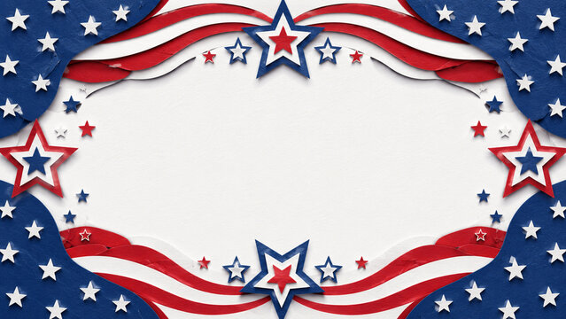 Paper Cut USA Flag Border Frame Background