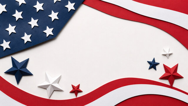 Paper Cut Stars And Stripes Flat Lay Background