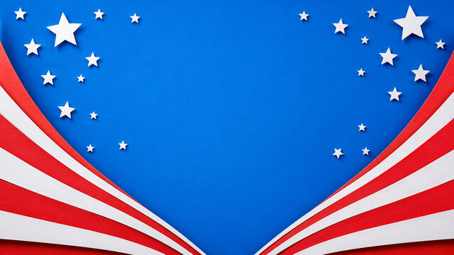 Paper Cut Independence Day Background With Copy Space