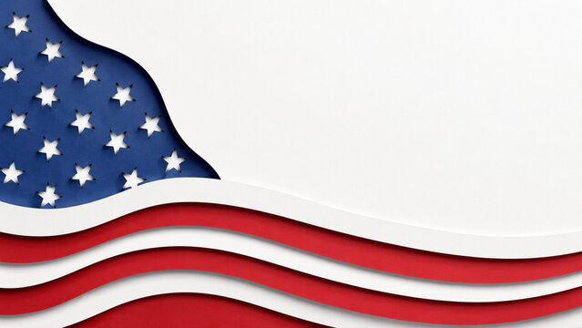 Minimal Paper Cut USA Flag Background With Copy Space