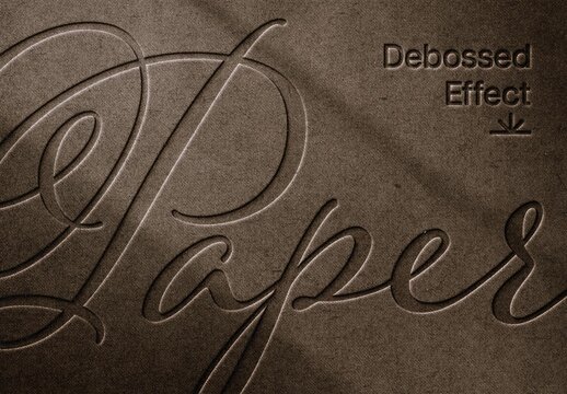 Debossed Brown Paper Text Effect For Poster And Print Design
