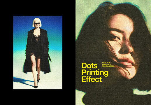 Dots Print Photo Effect For Vertical Poster And Print Design