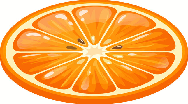 Vibrant Orange Slice Illustration with Juicy Segments and Seeds.