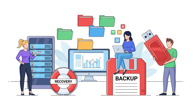 Team managing data recovery and cloud backup solutions