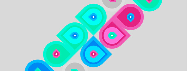 Fototapeta premium Abstract design features rounded rectangles, vibrant colors. Shapes overlap, creating dynamic visual pattern. Minimalist aesthetic, light background.