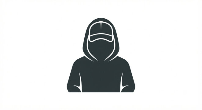 Anonymous hooded hacker character icon silhouette