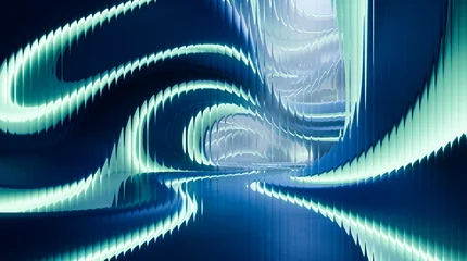 Fototapete 3D Mesmerizing abstract wallpaper with dynamic vertical glass stripes, a futuristic design showcasing depth and movement through intricate patterns for modern spaces – Vertical glass stripes wallpaper  © DH Tree Stock