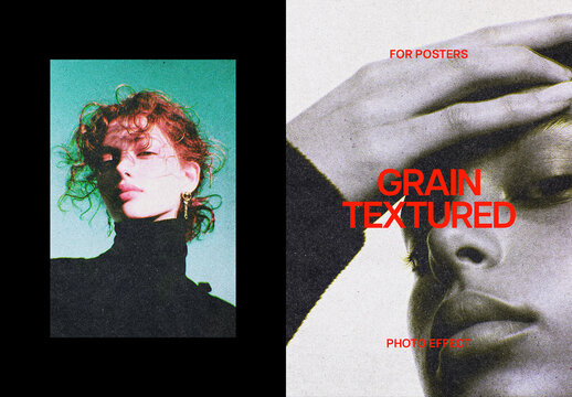 Grain Textured Photo Effect For Vertical Poster And Print Design