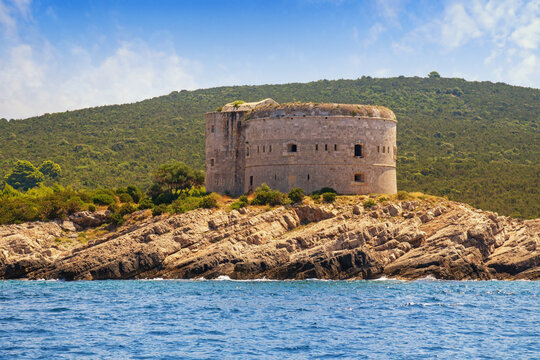 Ancient Austro-Hungarian fort Arza. Montenegro, Bay of Kotor, Lustica Peninsula.