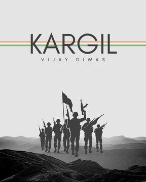 Kargil Diwas Black and White Illustrated Greeting Poster