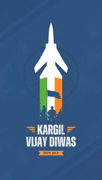 Kargil Diwas Orange and Blue Simple Greeting Poster Story