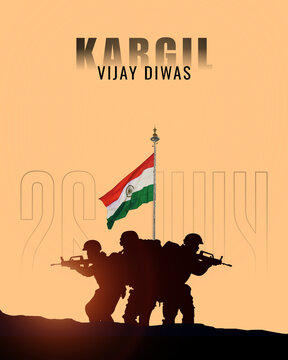 Kargil Diwas Cream and Black Illustrated Greeting Poster