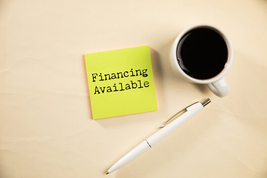 white card with  text financing available