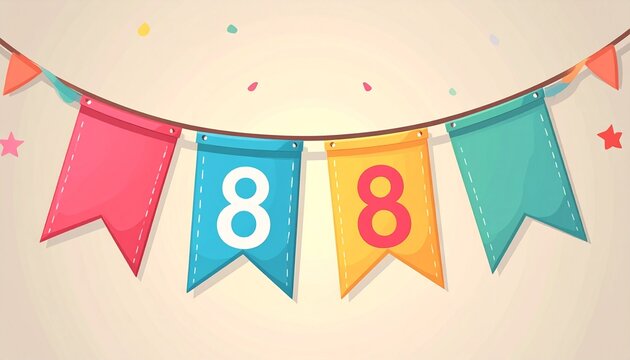 Festive Flag Garland with Number 88 for Birthday and Anniversary Party
